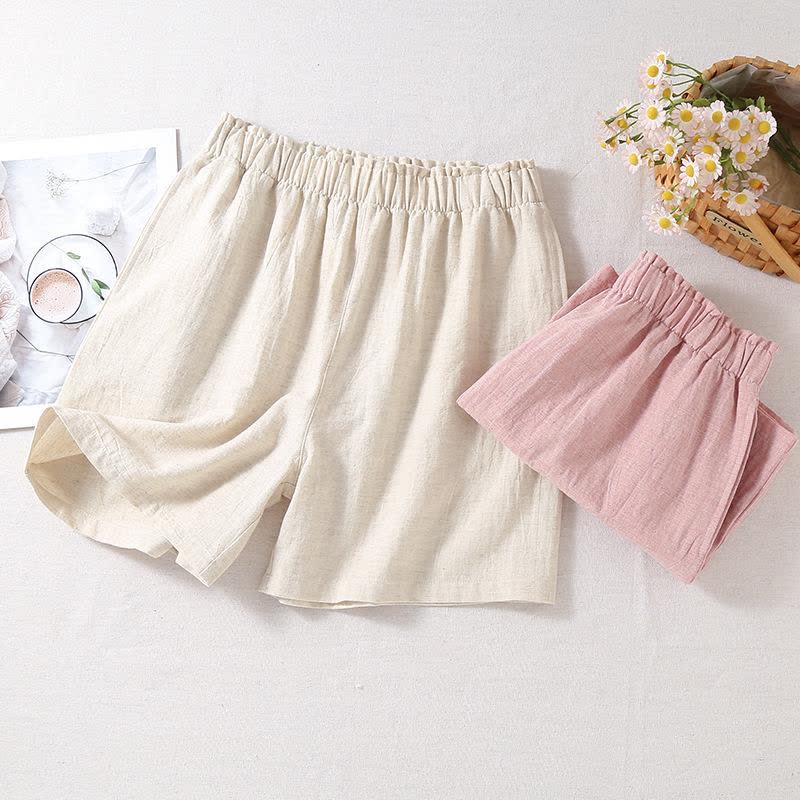 Natural Cotton Linen Pajama Shorts
