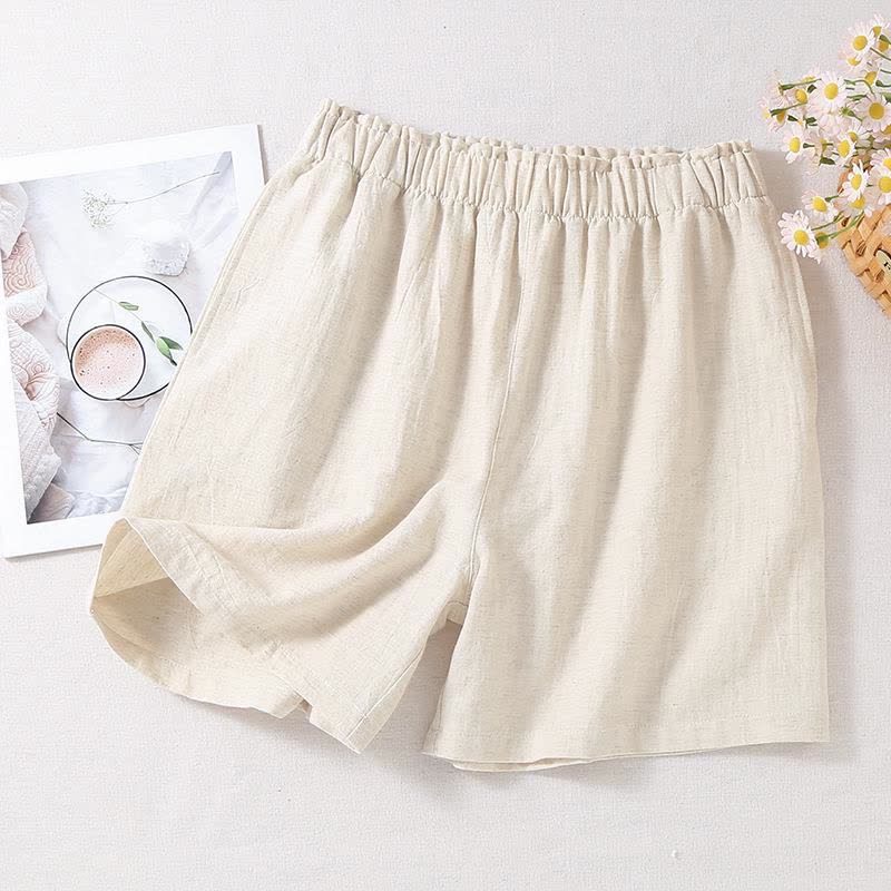 Natural Cotton Linen Pajama Shorts