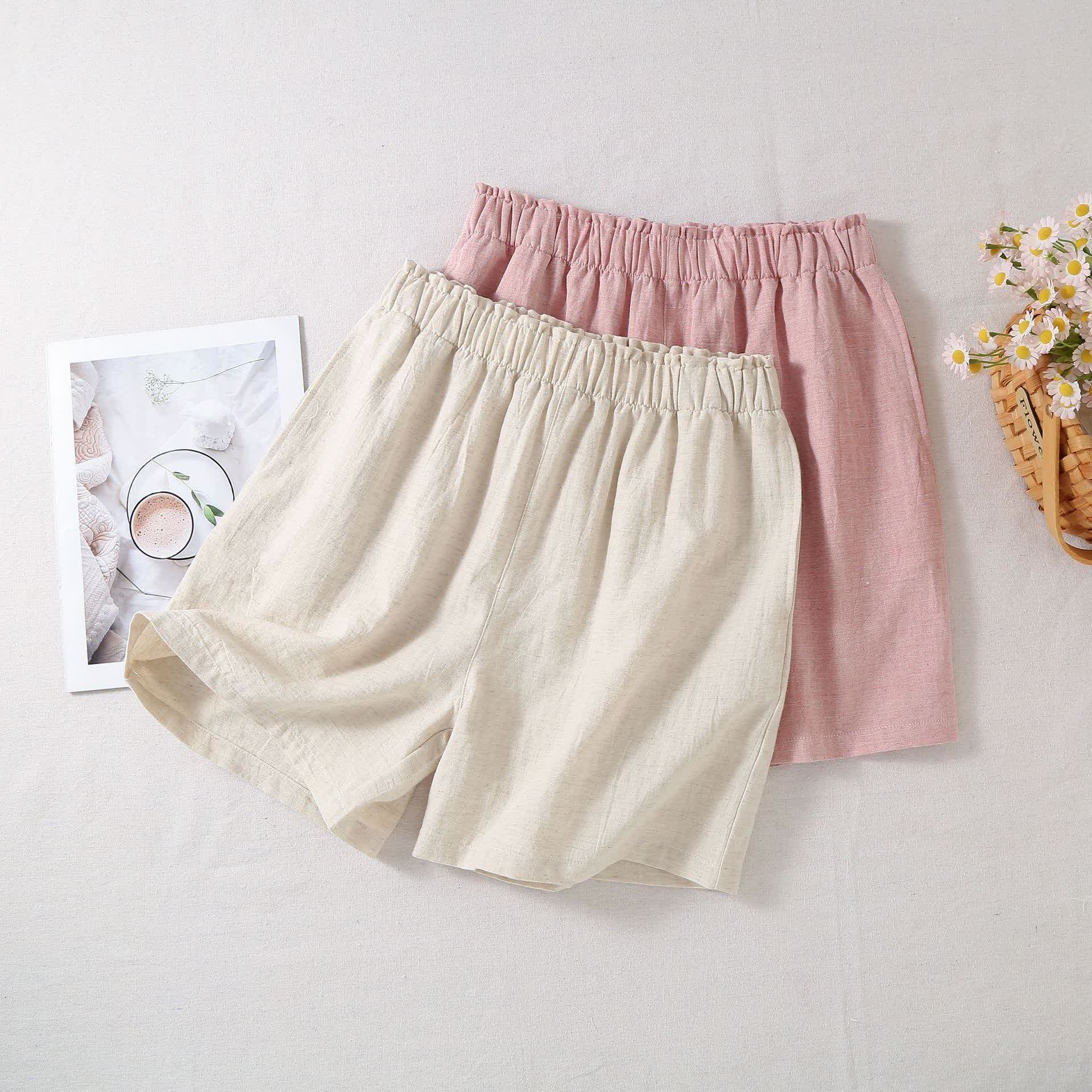 Natural Cotton Linen Pajama Shorts