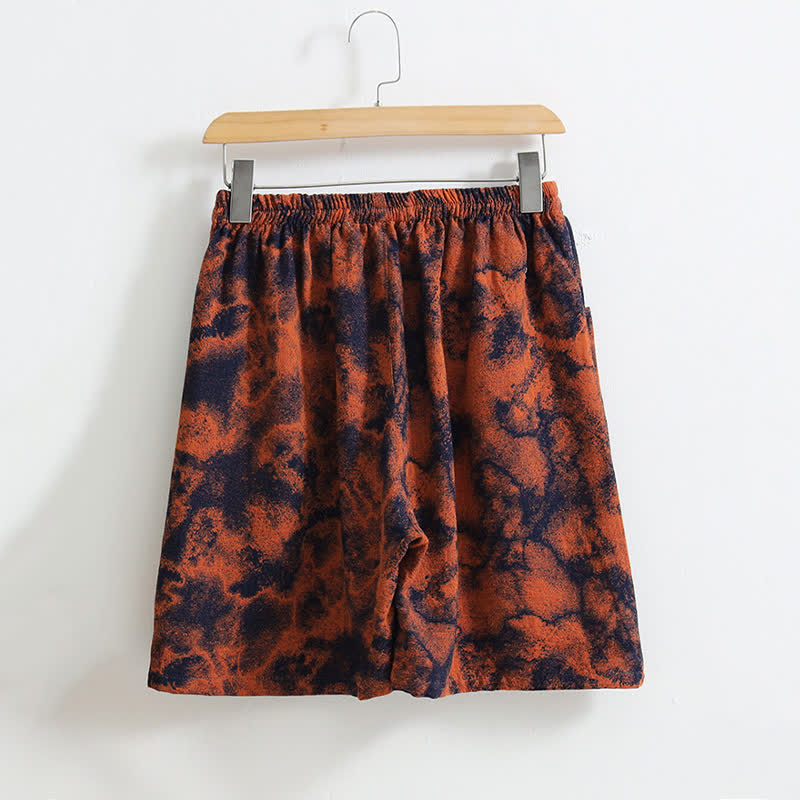 Artistic Jacquard Cotton Linen Pajama Shorts