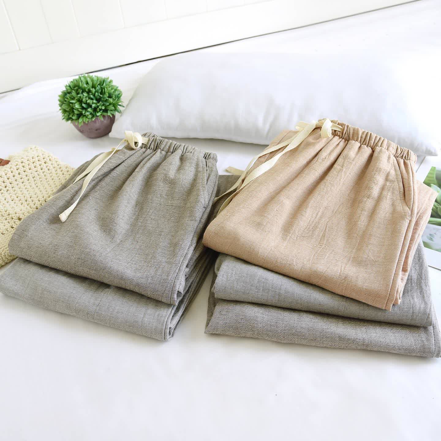 Couple Matching Cotton Linen Lounge Pants
