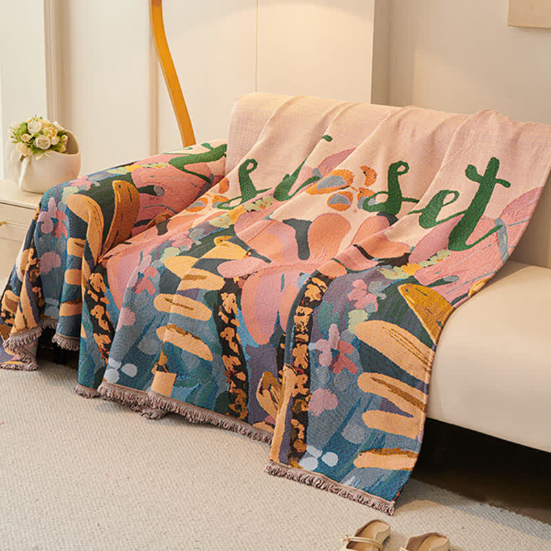 Botanical Cotton Sofa Throw Blanket