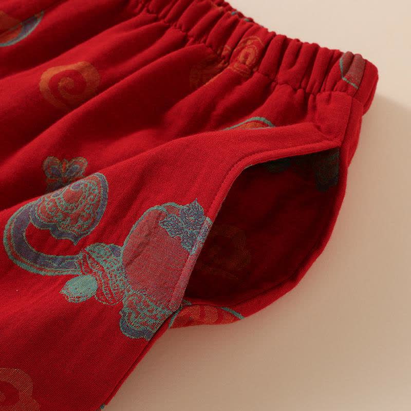 Oriental Style Gourd Persimmon Cotton Sleepwear