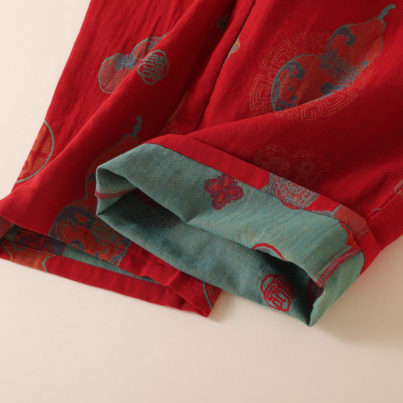 Oriental Style Gourd Persimmon Cotton Sleepwear