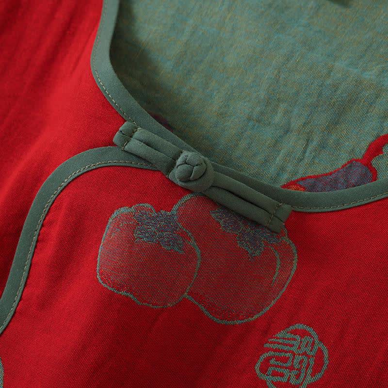 Oriental Style Gourd Persimmon Cotton Sleepwear