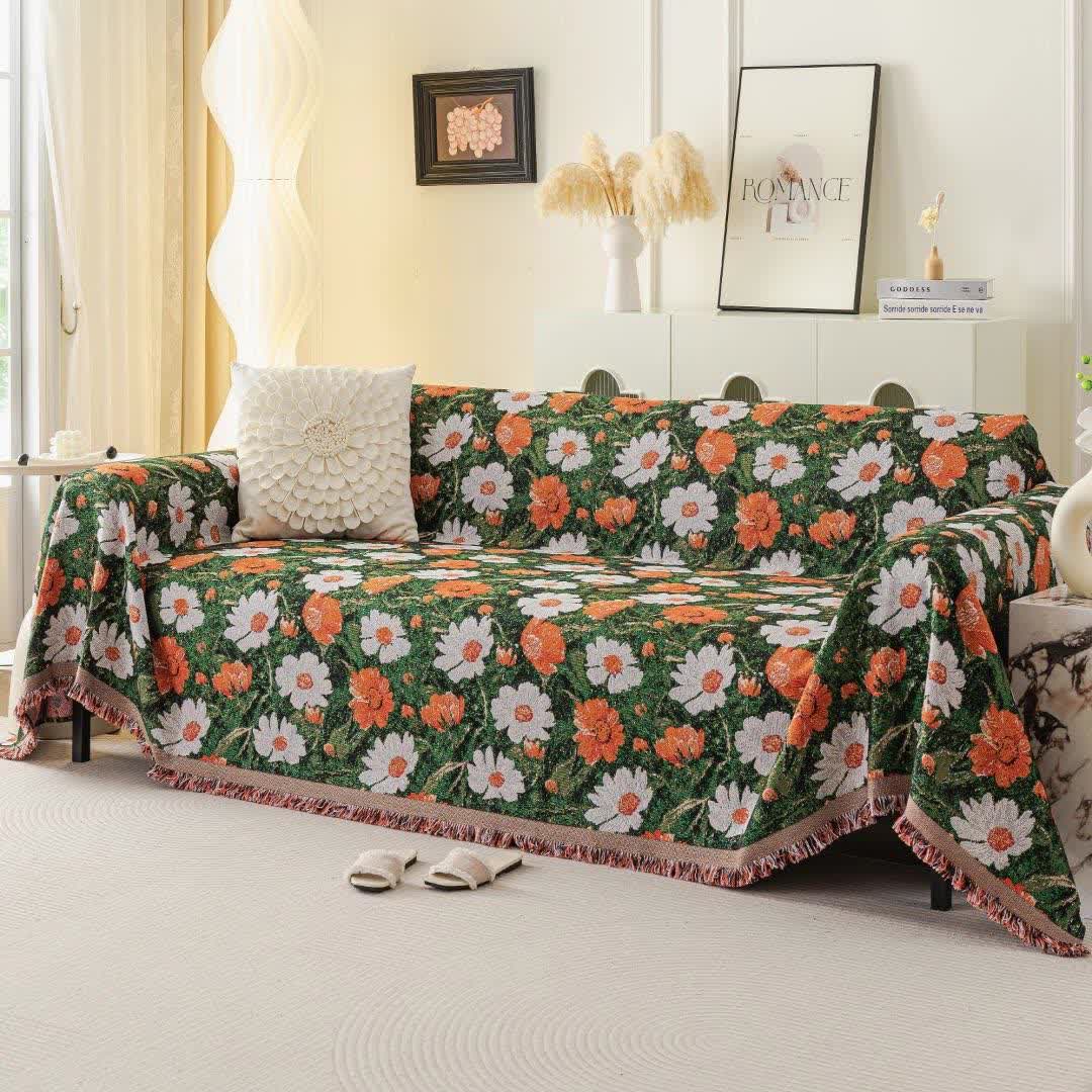 Chenille Daisy Jacquard Sofa Throw Blanket