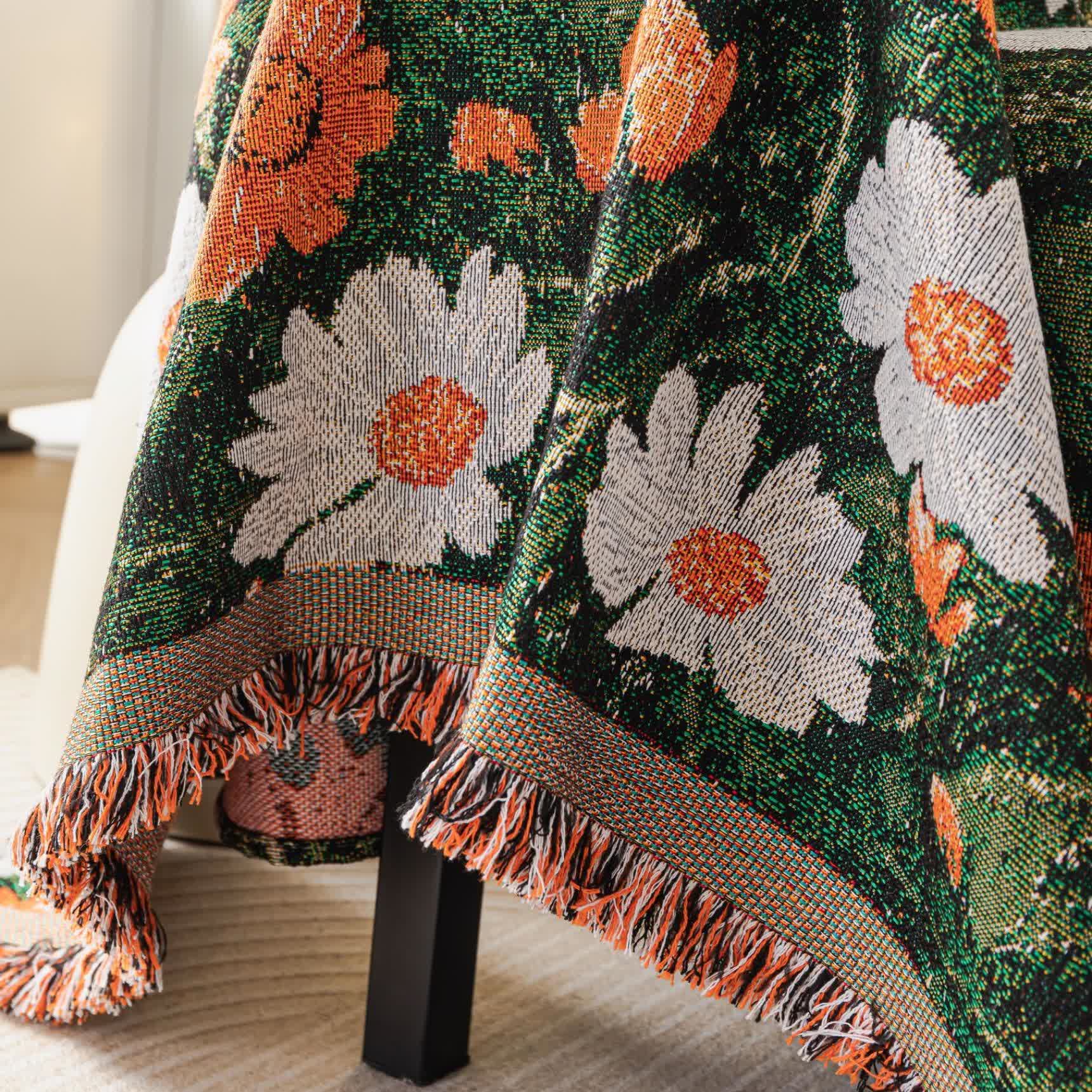 Chenille Daisy Jacquard Sofa Throw Blanket