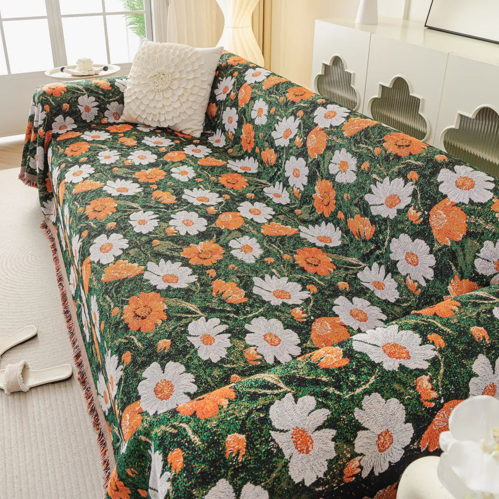 Chenille Daisy Jacquard Sofa Throw Blanket
