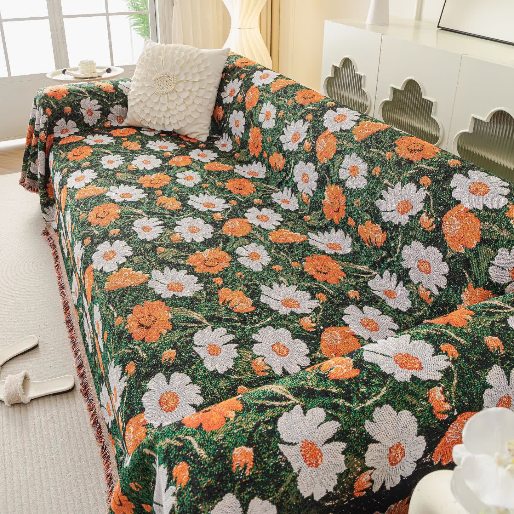 Chenille Daisy Jacquard Sofa Throw Blanket