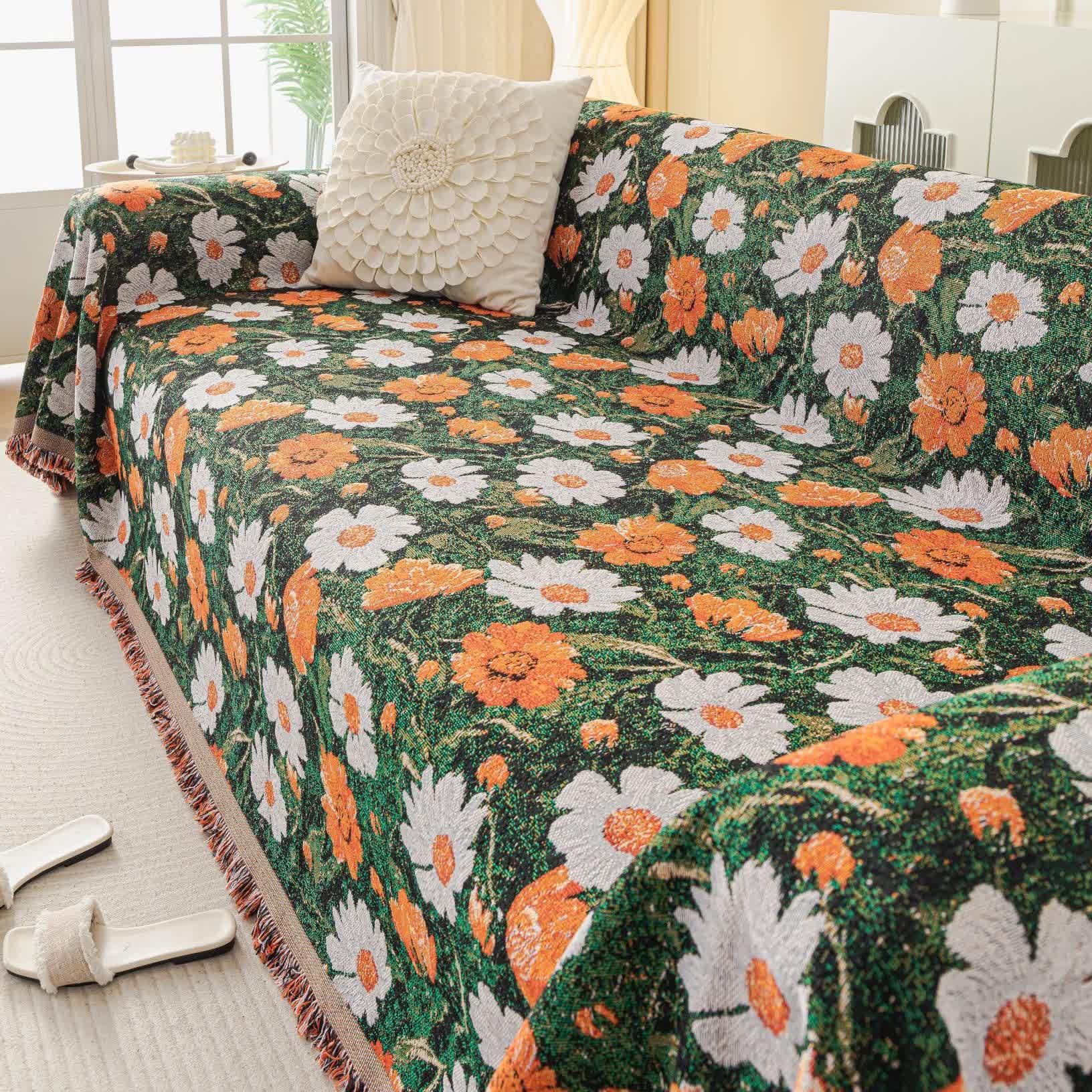 Chenille Daisy Jacquard Sofa Throw Blanket