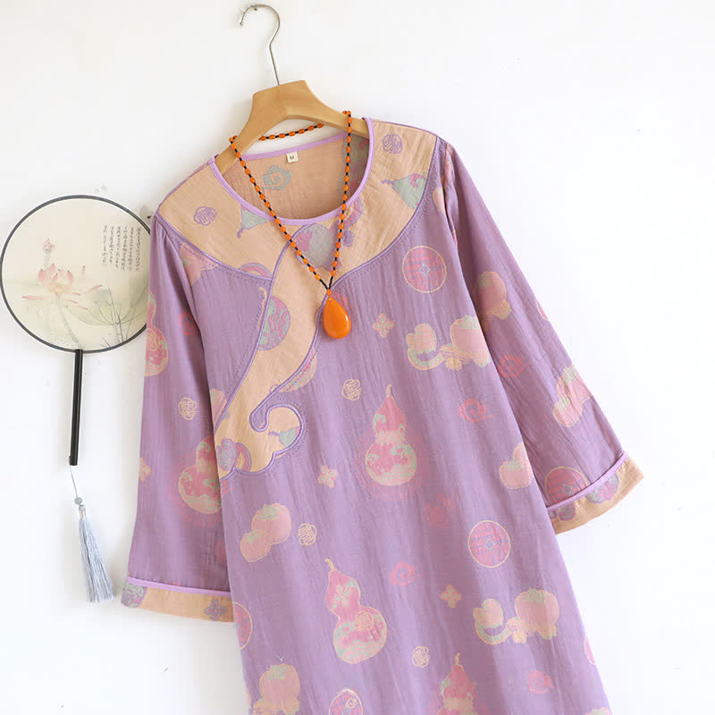 Gourd Pure Cotton Gauze Loose Nightdress