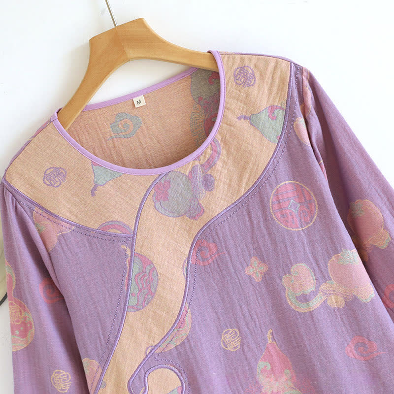 Gourd Pure Cotton Gauze Loose Nightdress