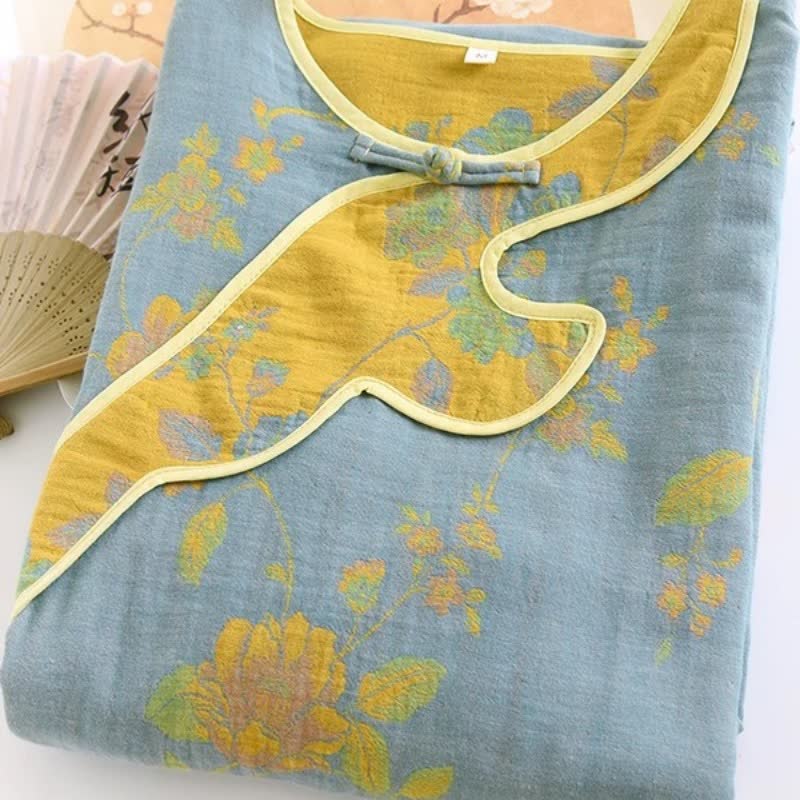 Floral Pure Cotton Gauze Loose Nightdress