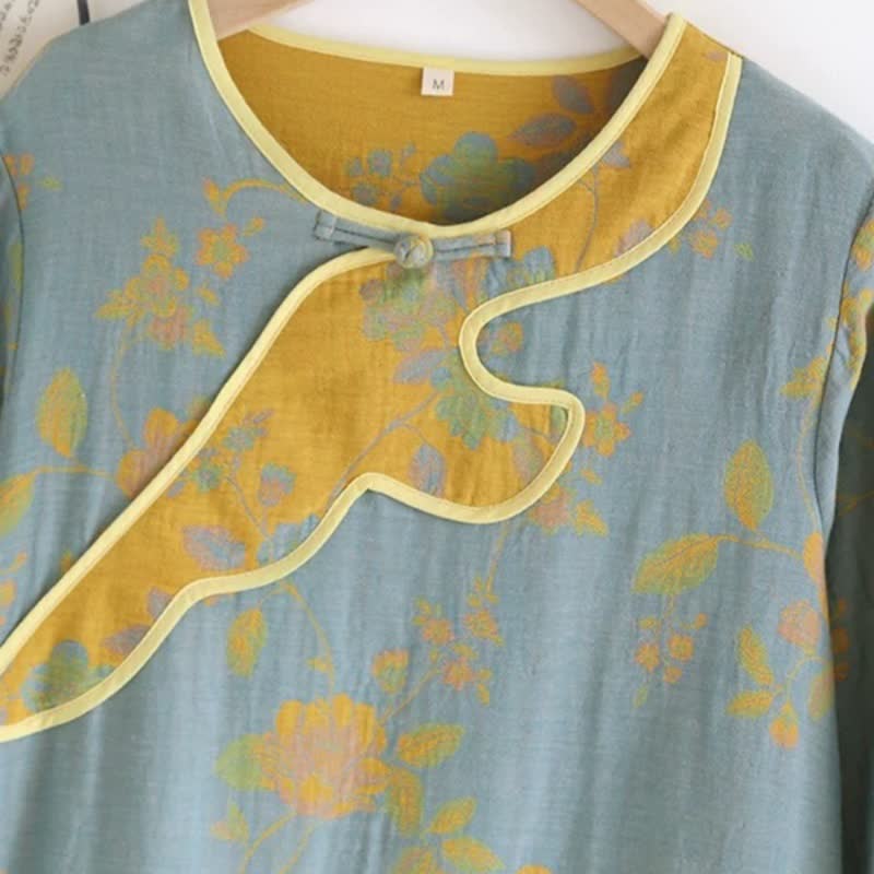 Floral Pure Cotton Gauze Loose Nightdress