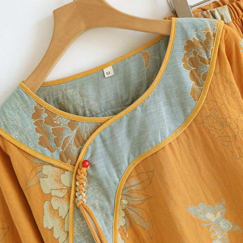 Peony Butterfly Jacquard Cotton Gauze Pajamas