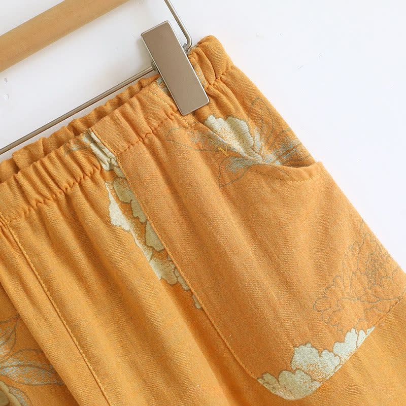 Peony Butterfly Jacquard Cotton Gauze Pajamas