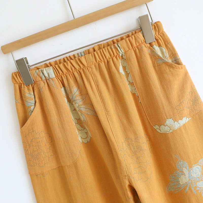 Peony Butterfly Jacquard Cotton Gauze Pajamas