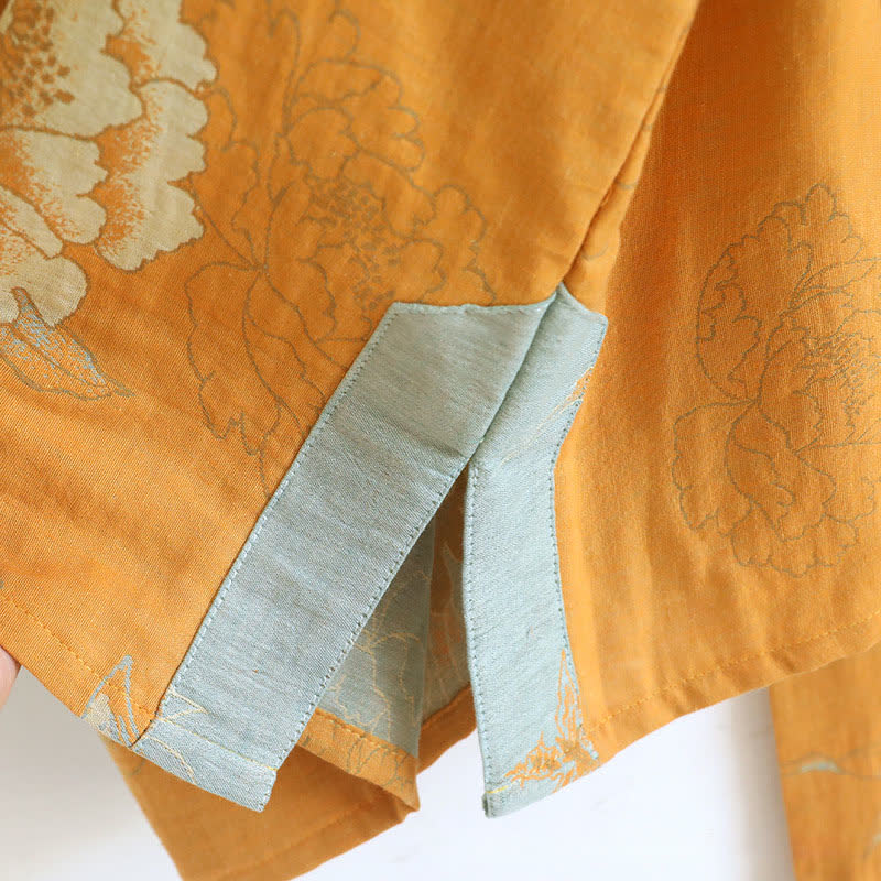 Peony Butterfly Jacquard Cotton Gauze Pajamas