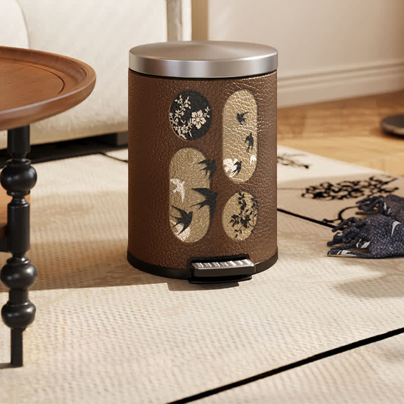 Durable Stainless Steel Leather Rural Trash Can