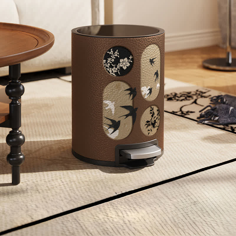 Durable Stainless Steel Leather Rural Trash Can