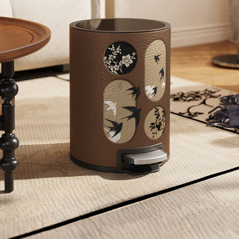 Durable Stainless Steel Leather Rural Trash Can
