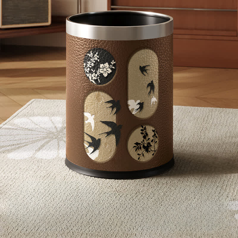 Durable Stainless Steel Leather Rural Trash Can