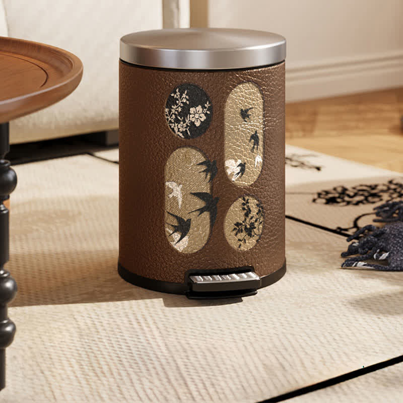Durable Stainless Steel Leather Rural Trash Can