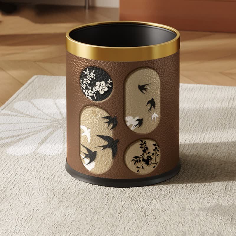 Durable Stainless Steel Leather Rural Trash Can