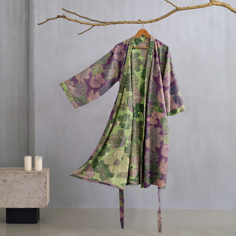 Peach Blossom Cotton Gauze Kimono Robe