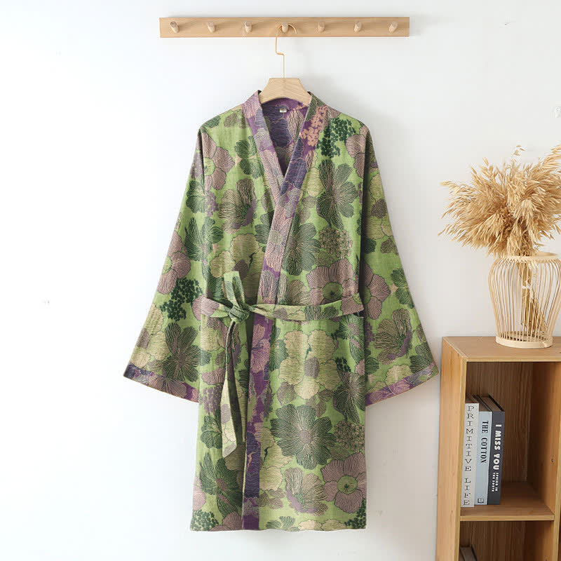Peach Blossom Cotton Gauze Kimono Robe