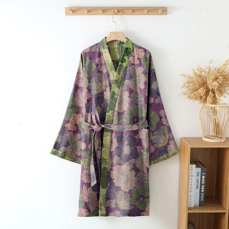 Peach Blossom Cotton Gauze Kimono Robe