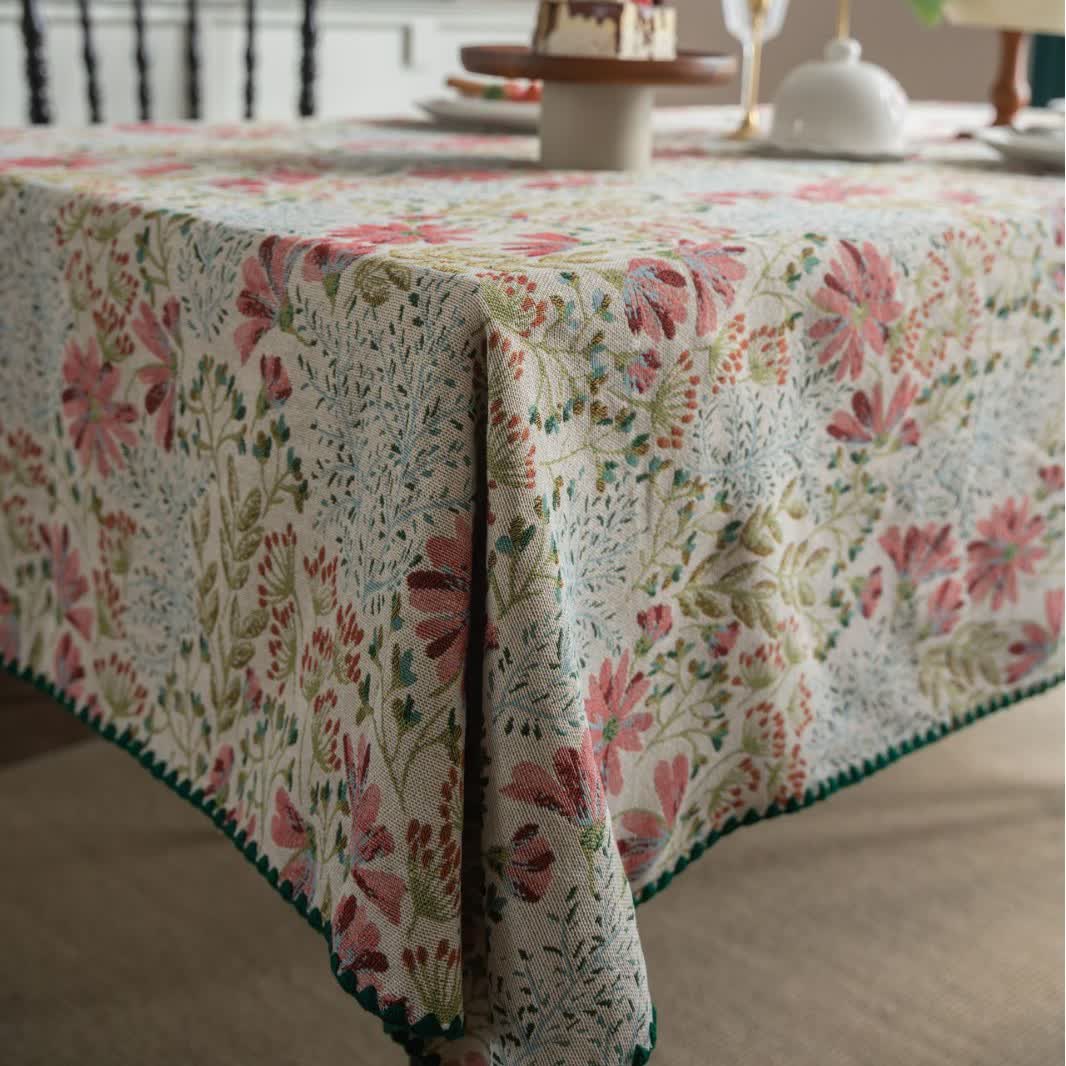Vintage Pink Lily Jacquard Tablecloth