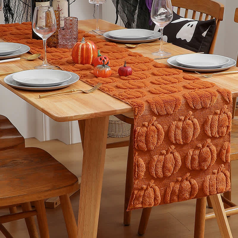 Halloween Pumpkin Quilted 3D Table Runner