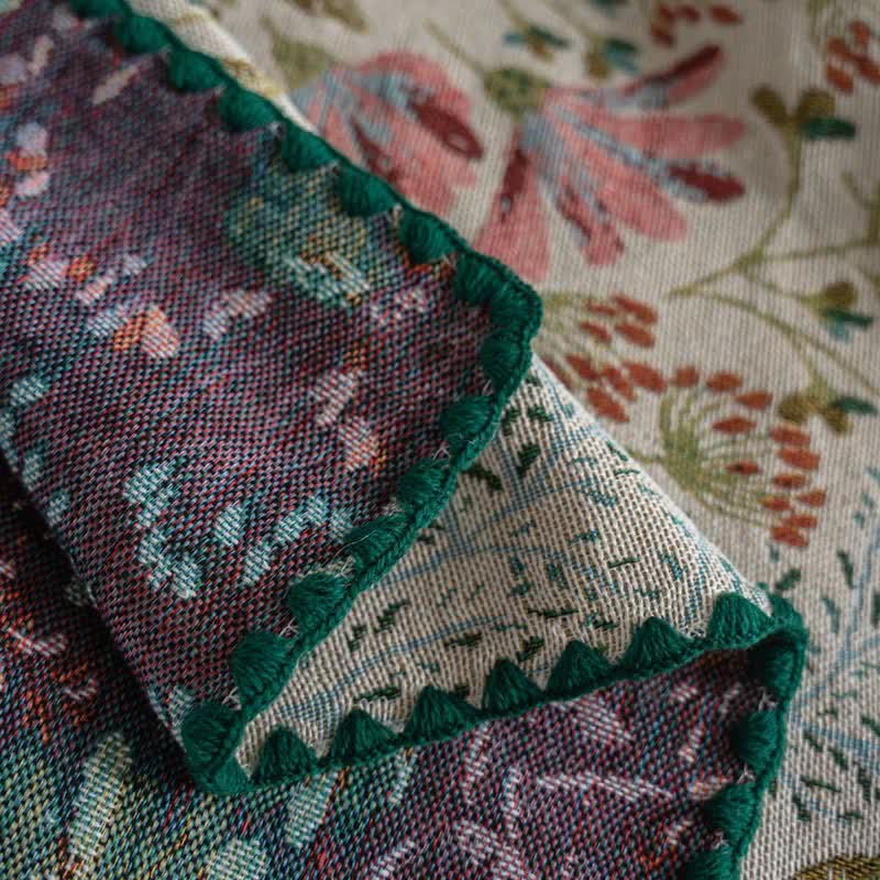 Vintage Pink Lily Jacquard Tablecloth