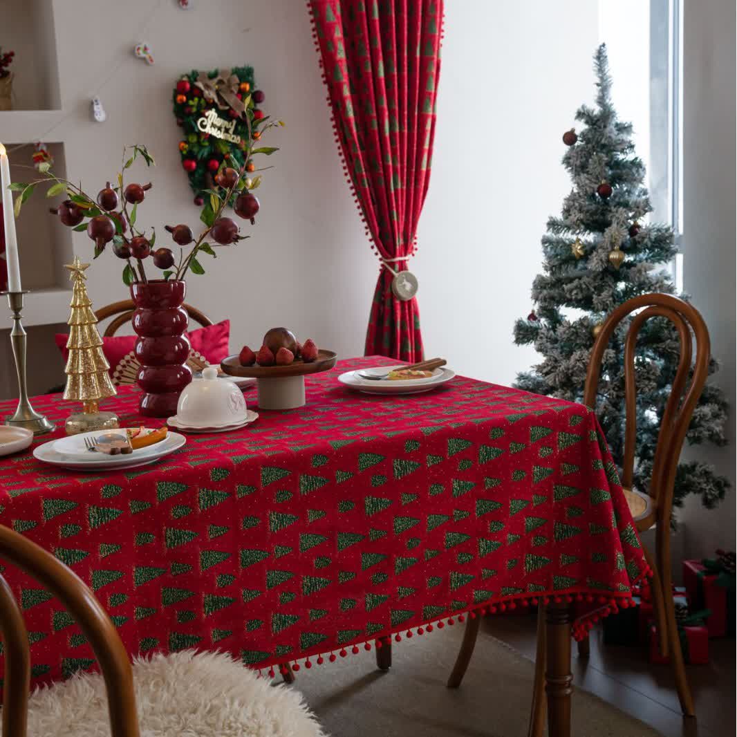 Christmas Fir Tree Print Tablecloth