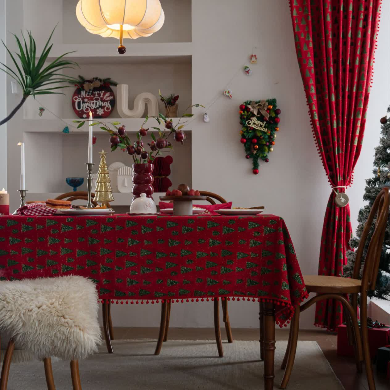 Christmas Fir Tree Print Tablecloth