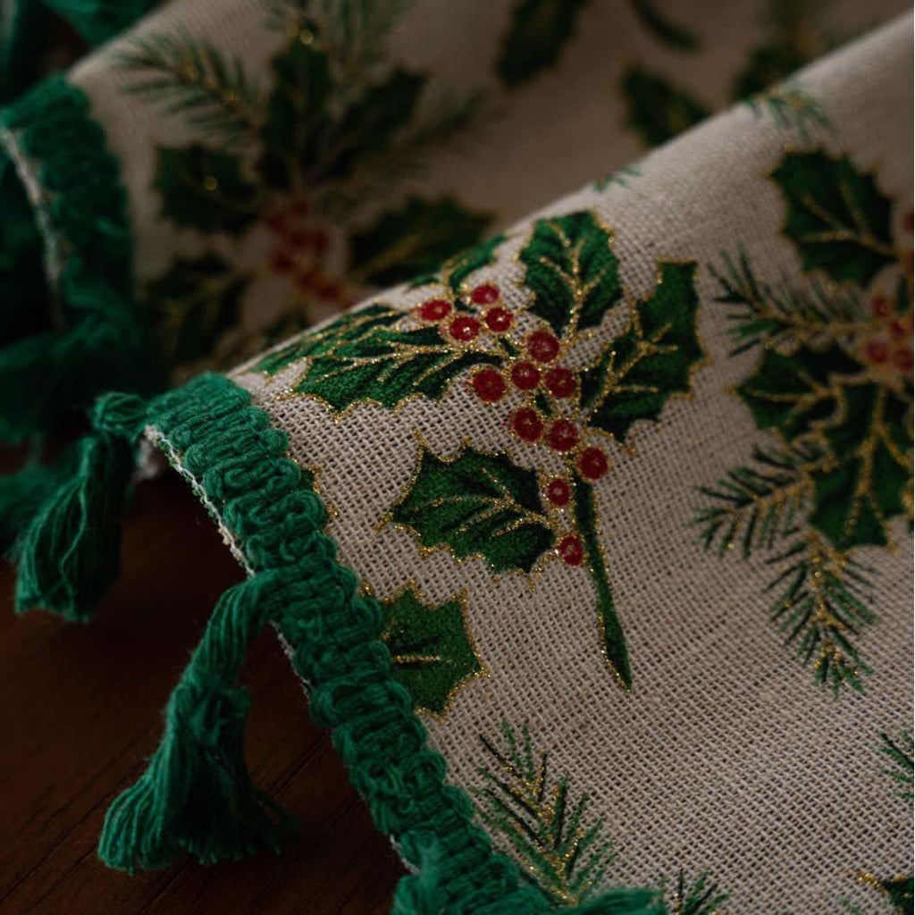 Christmas Holly Leaf Print Tablecloth