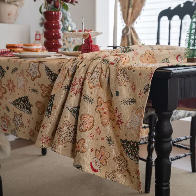 Christmas Tree & Gingerbread Man Holiday Tablecloth