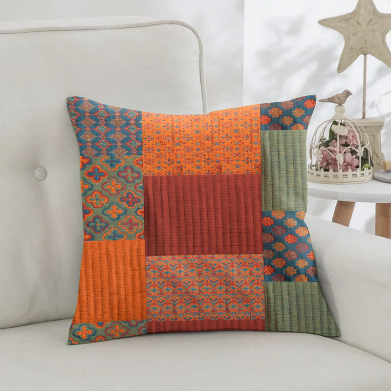 Patchwork Cotton Gauze Jacquard Square Pillowcases(2PCS)