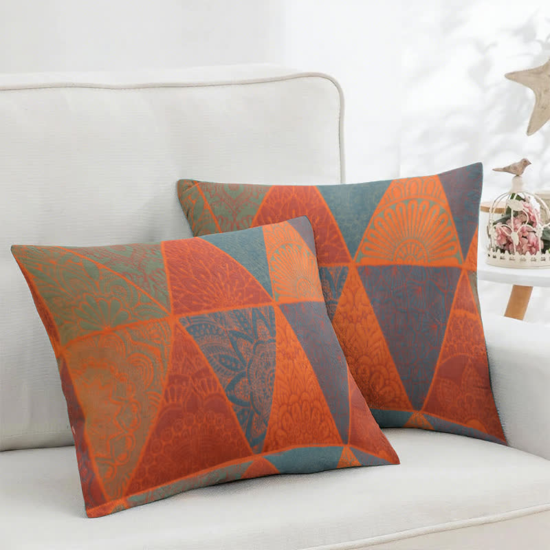 Triangle Pattern Cotton Jacquard Square Pillowcases(2PCS)