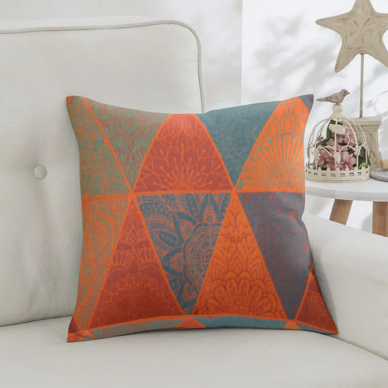 Triangle Pattern Cotton Jacquard Square Pillowcases(2PCS)