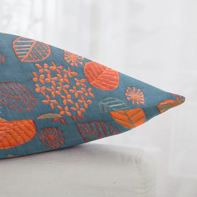 Leaf Print Cotton Jacquard Square Pillowcases(2PCS)