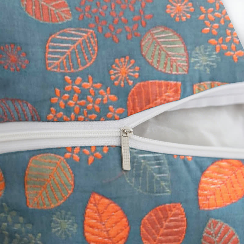 Leaf Print Cotton Jacquard Square Pillowcases(2PCS)