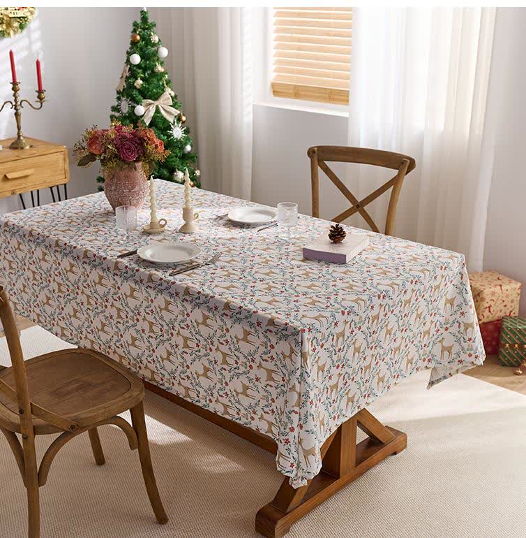 Christmas Elk Print Waterproof Tablecloth
