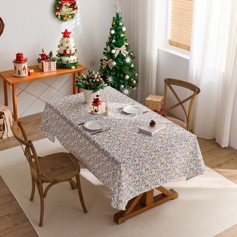 Christmas Elk Print Waterproof Tablecloth