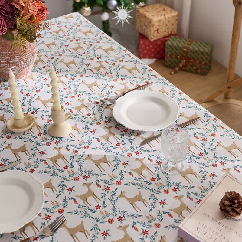 Christmas Elk Print Waterproof Tablecloth