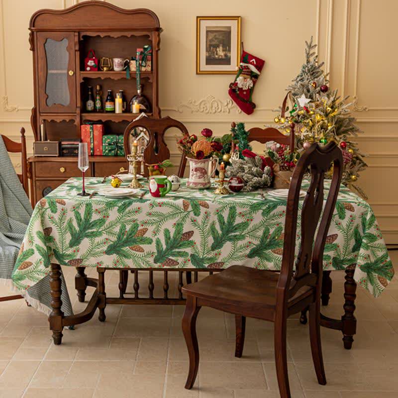 Christmas Pine Cone Print Tablecloth