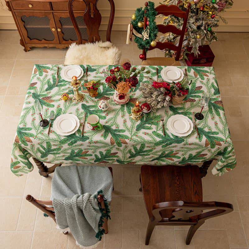 Christmas Pine Cone Print Tablecloth