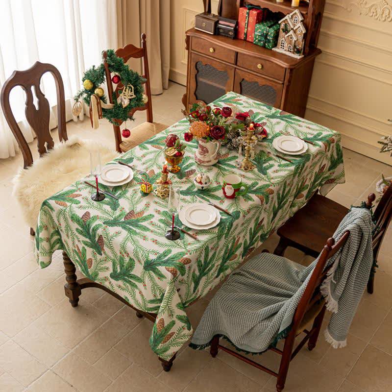 Christmas Pine Cone Print Tablecloth