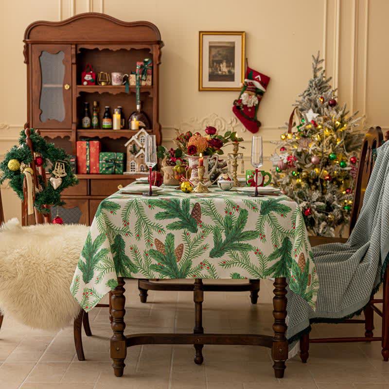 Christmas Pine Cone Print Tablecloth